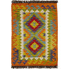 Multi Color ful Flat-Weave Wool Kilim 2' 1" x 2' 11" ft / 64 x 89 cm - No. Y39255