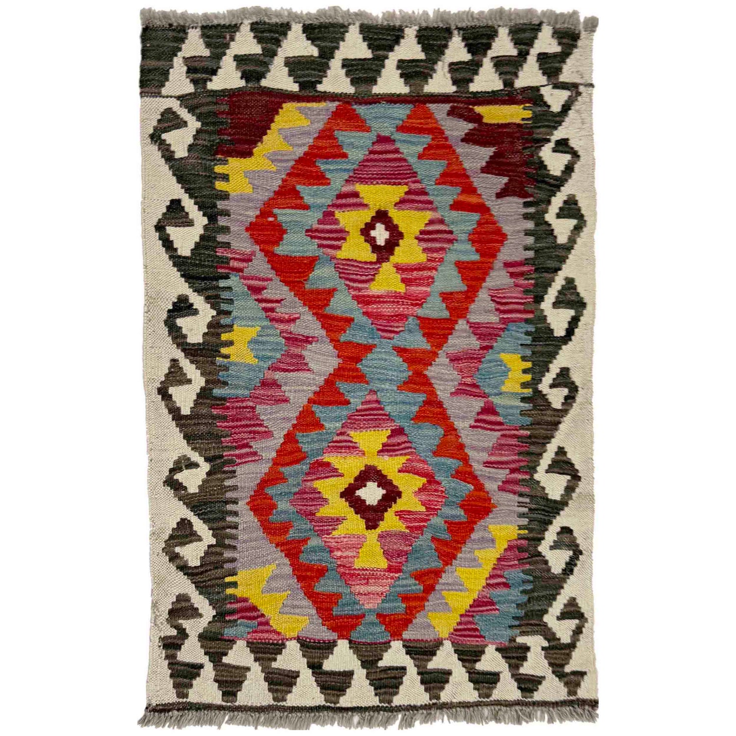 Handmade Vegetable Kilim 2' 0" x 2' 11" ft / 60 x 90 cm - No. Y39256