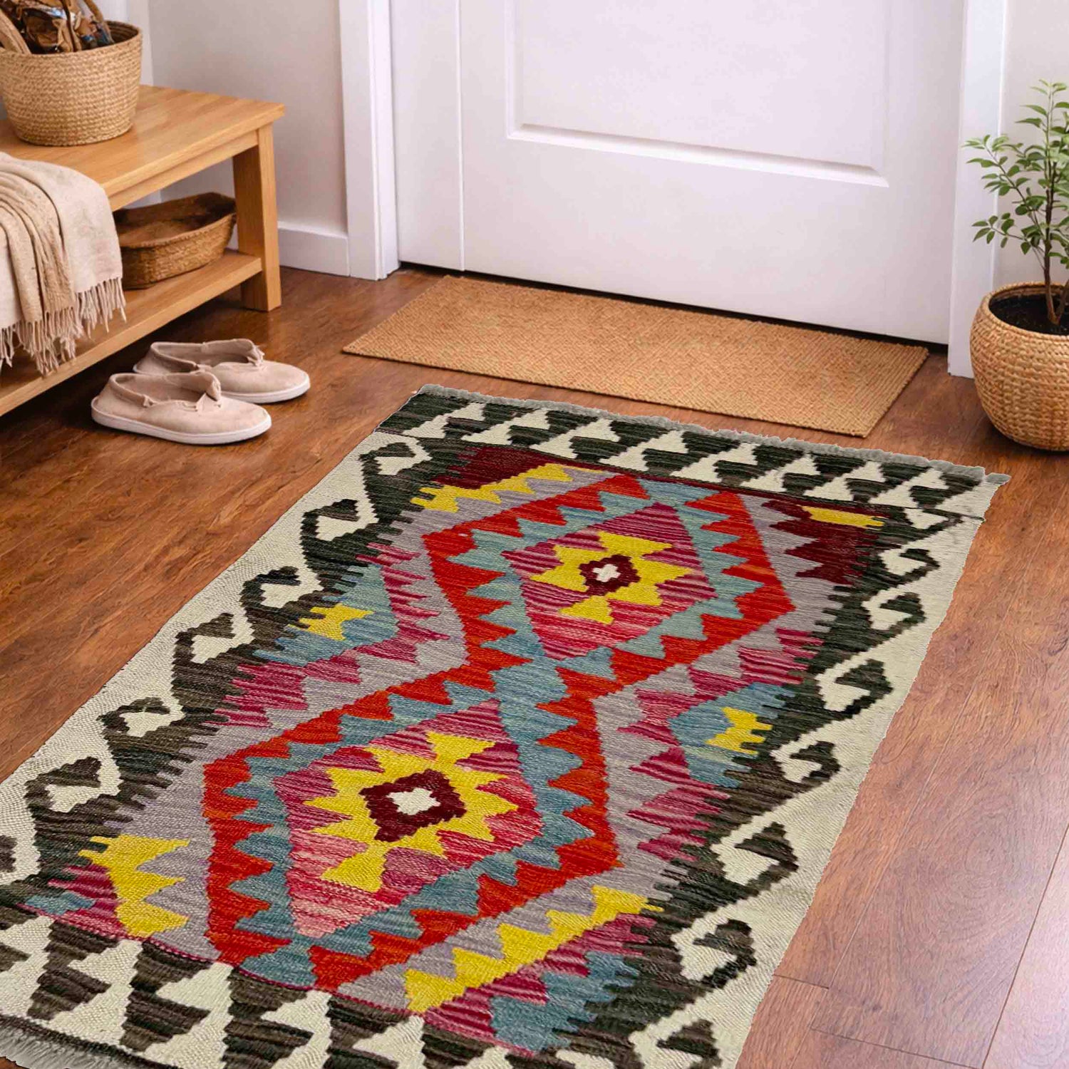 Handmade Vegetable Kilim 2' 0" x 2' 11" ft / 60 x 90 cm - No. Y39256