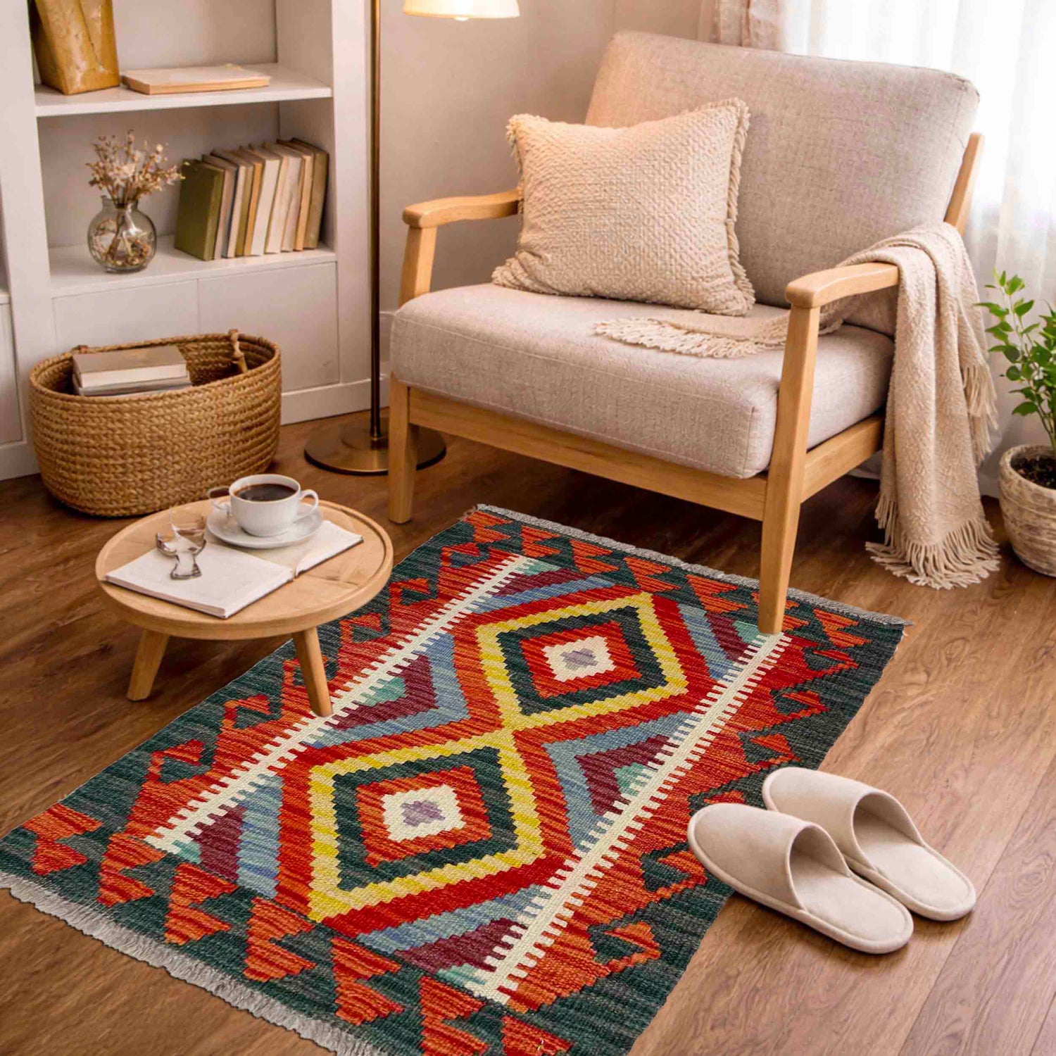 Handmade Turkish Design Wool Kilim 1' 11" x 2' 8" ft / 58 x 82 cm - No. Y39260