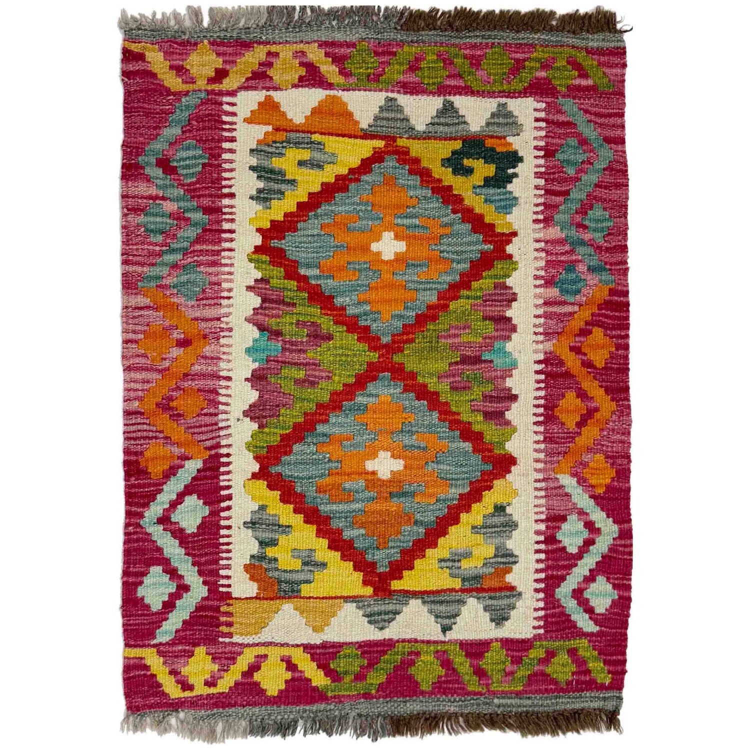 Hand Knotted Flatweave Kilim 2' 1" x 2' 9" ft / 63 x 84 cm - No. Y39262