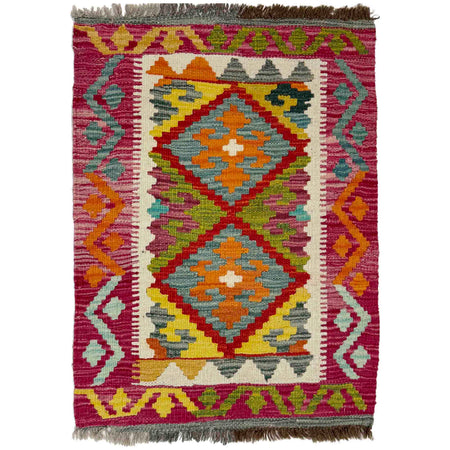Hand Knotted Flatweave Kilim 2' 1" x 2' 9" ft / 63 x 84 cm - No. Y39262