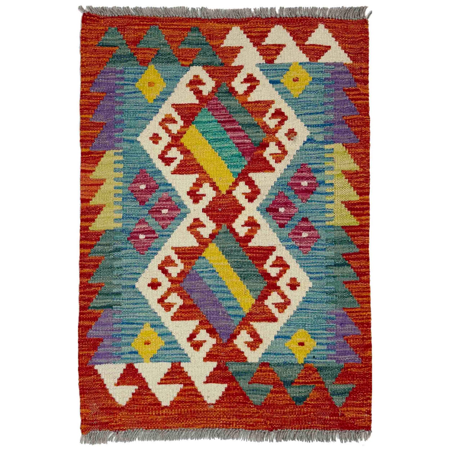 Handmade Afghan Vegetable Kilim 2' 0" x 2' 9" ft / 60 x 83 cm - No. Y39263