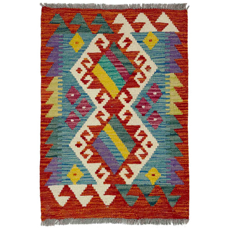 Handmade Afghan Vegetable Kilim 2' 0" x 2' 9" ft / 60 x 83 cm - No. Y39263