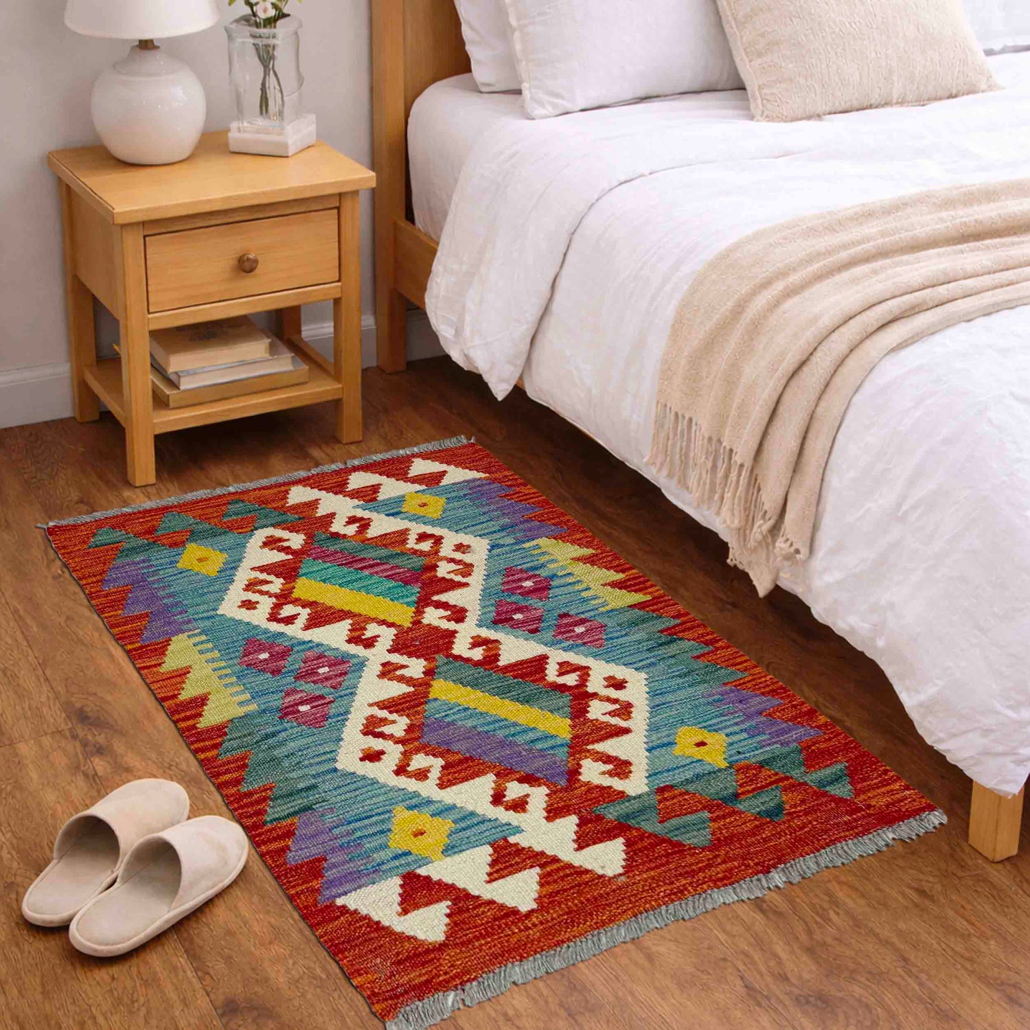 Handmade Afghan Vegetable Kilim 2' 0" x 2' 9" ft / 60 x 83 cm - No. Y39263