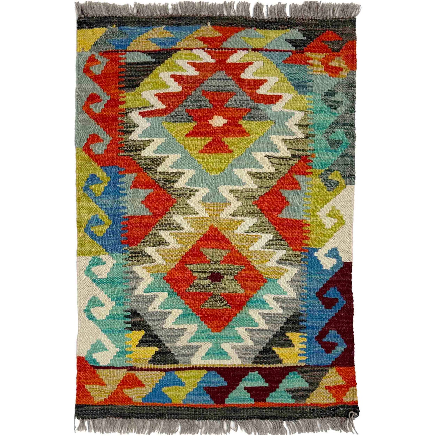 Hand Made Afghan Kilim 2' 0" x 2' 11" ft / 61 x 88 cm - No. Y39264