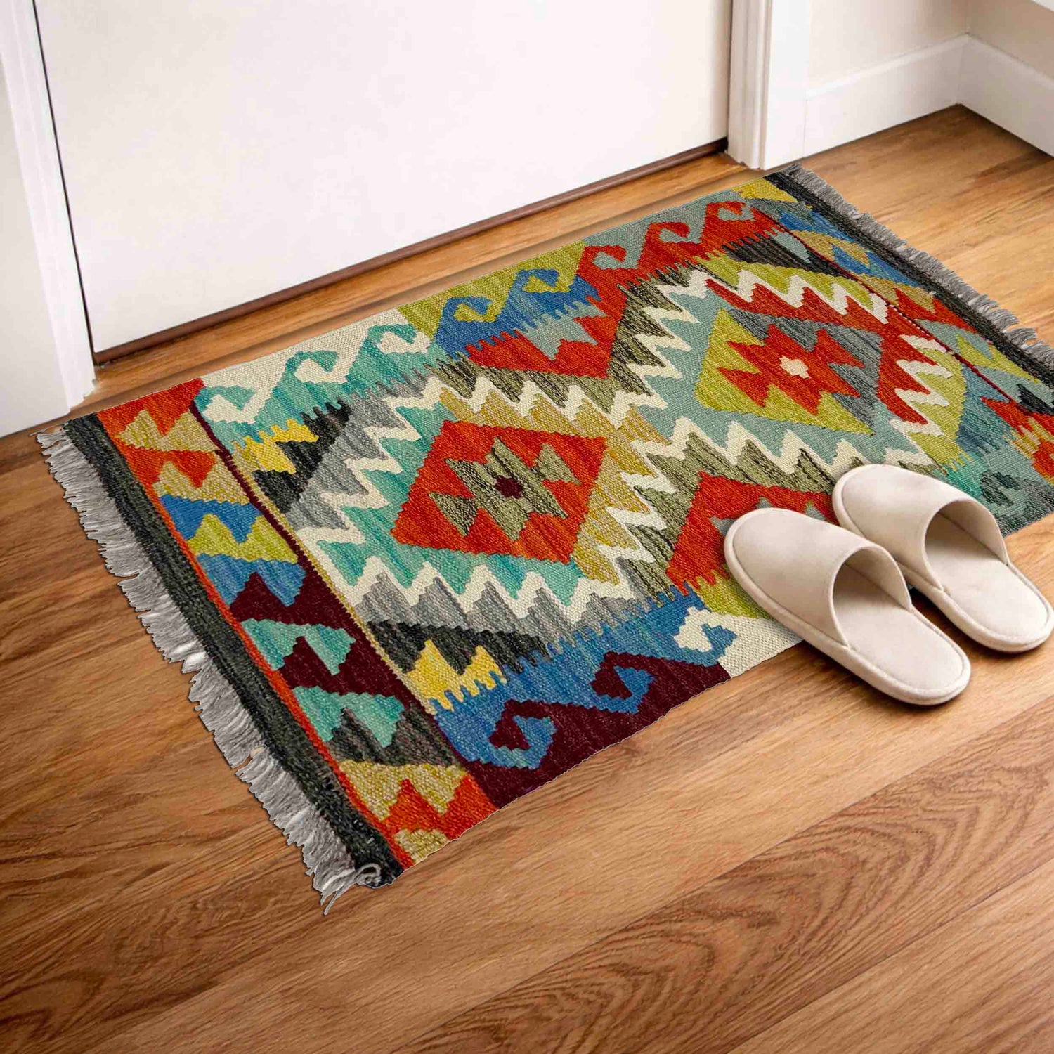 Hand Made Afghan Kilim 2' 0" x 2' 11" ft / 61 x 88 cm - No. Y39264