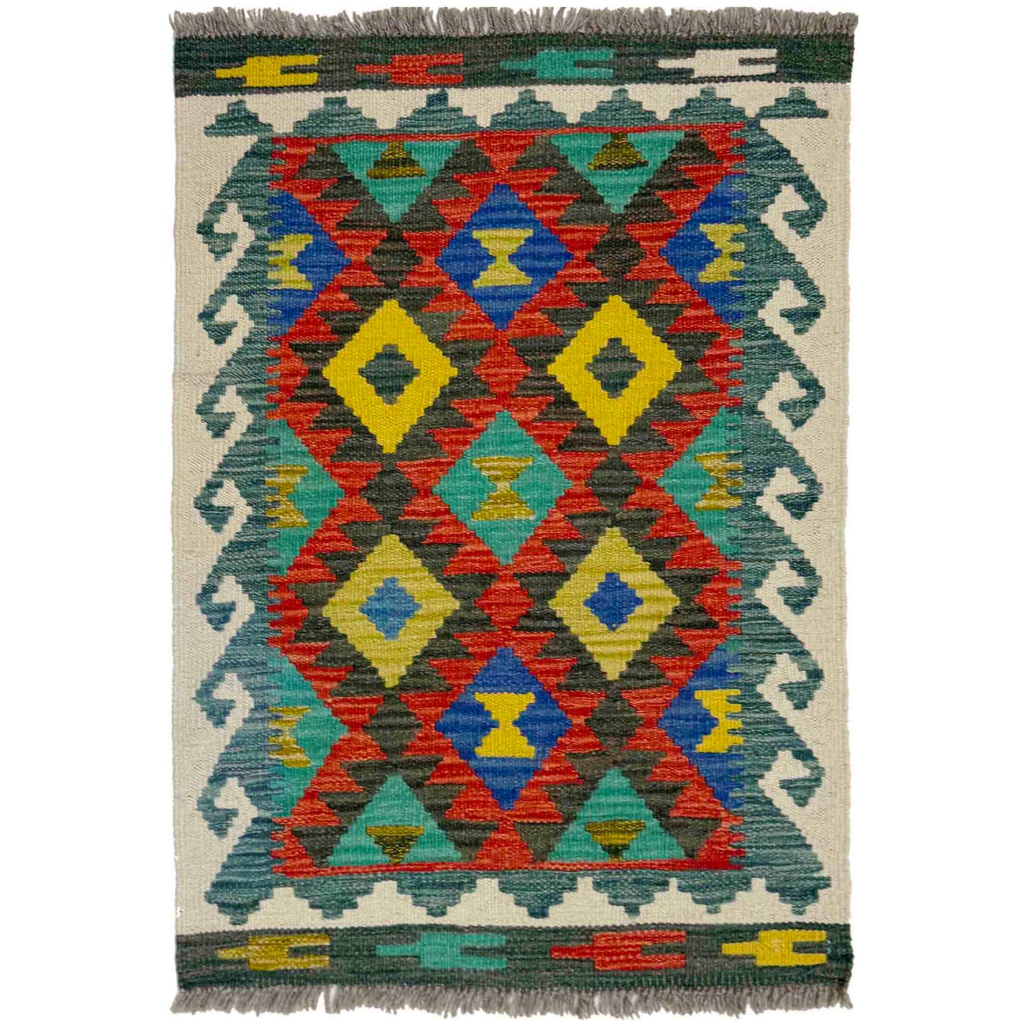 Handmade Vegetable Kilim 2' 1" x 2' 9" ft / 63 x 84 cm - No. Y39266