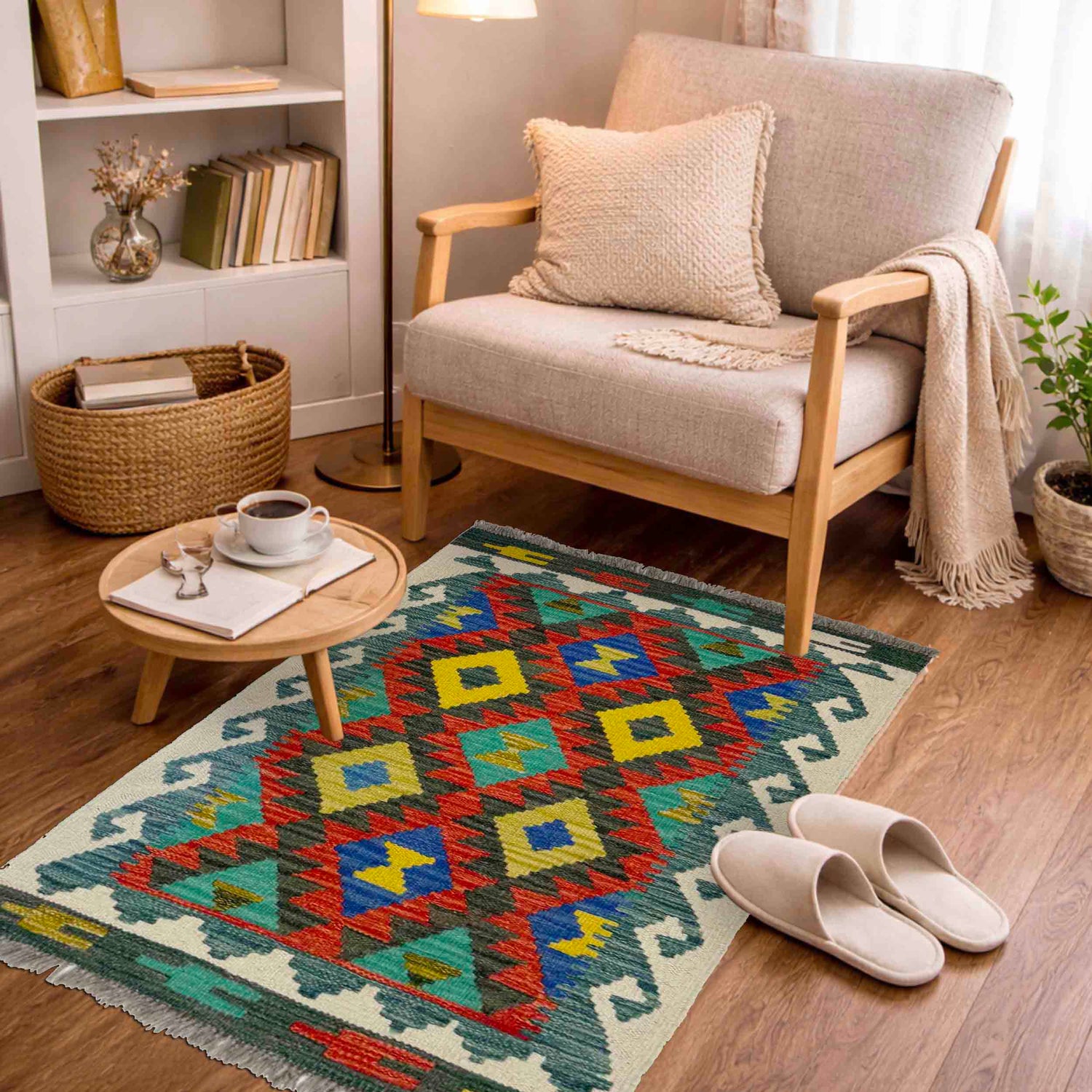 Handmade Vegetable Kilim 2' 1" x 2' 9" ft / 63 x 84 cm - No. Y39266