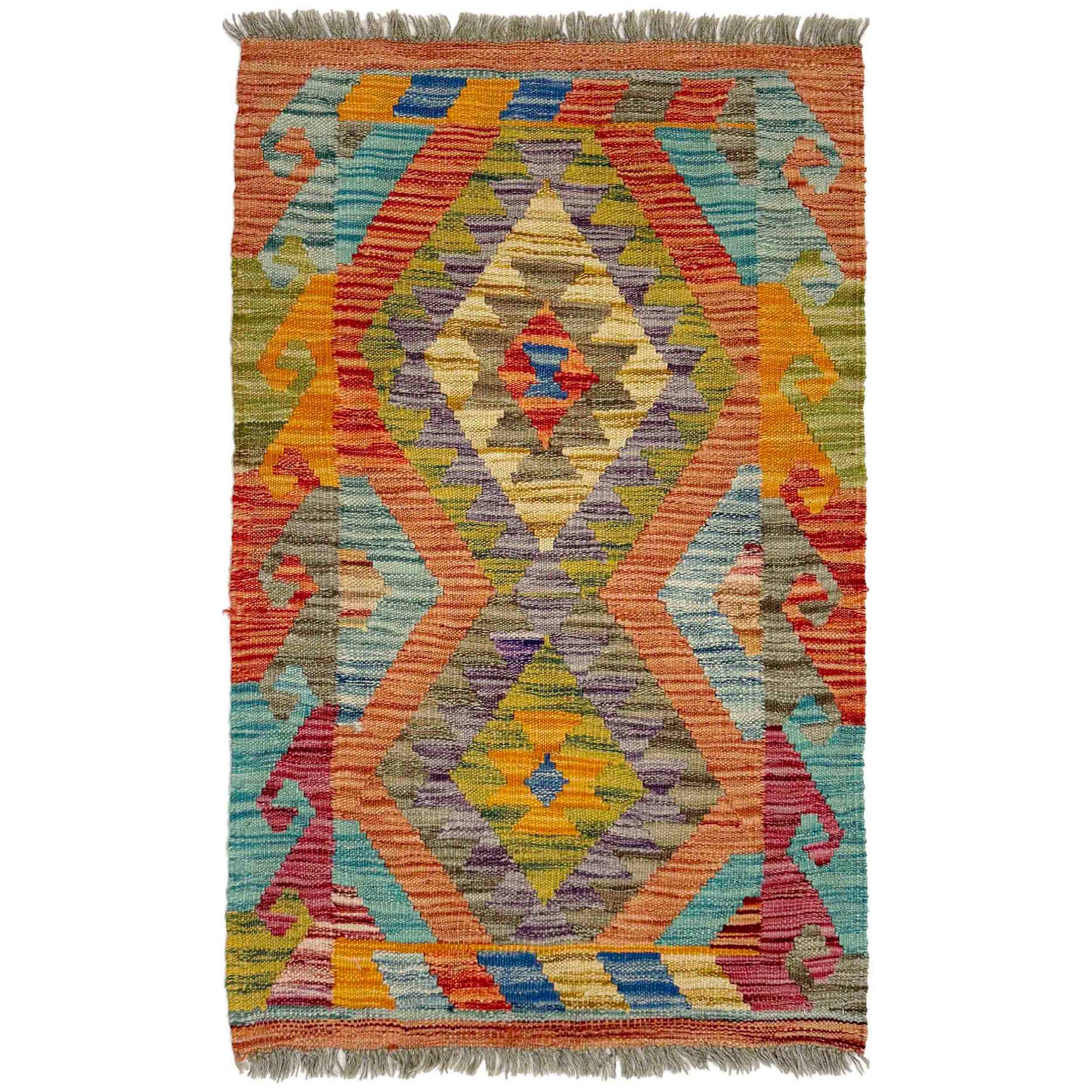 Handmade Vegetable Kelim 2' 2" x 3' 4" ft / 65 x 102 cm - No. Y39267