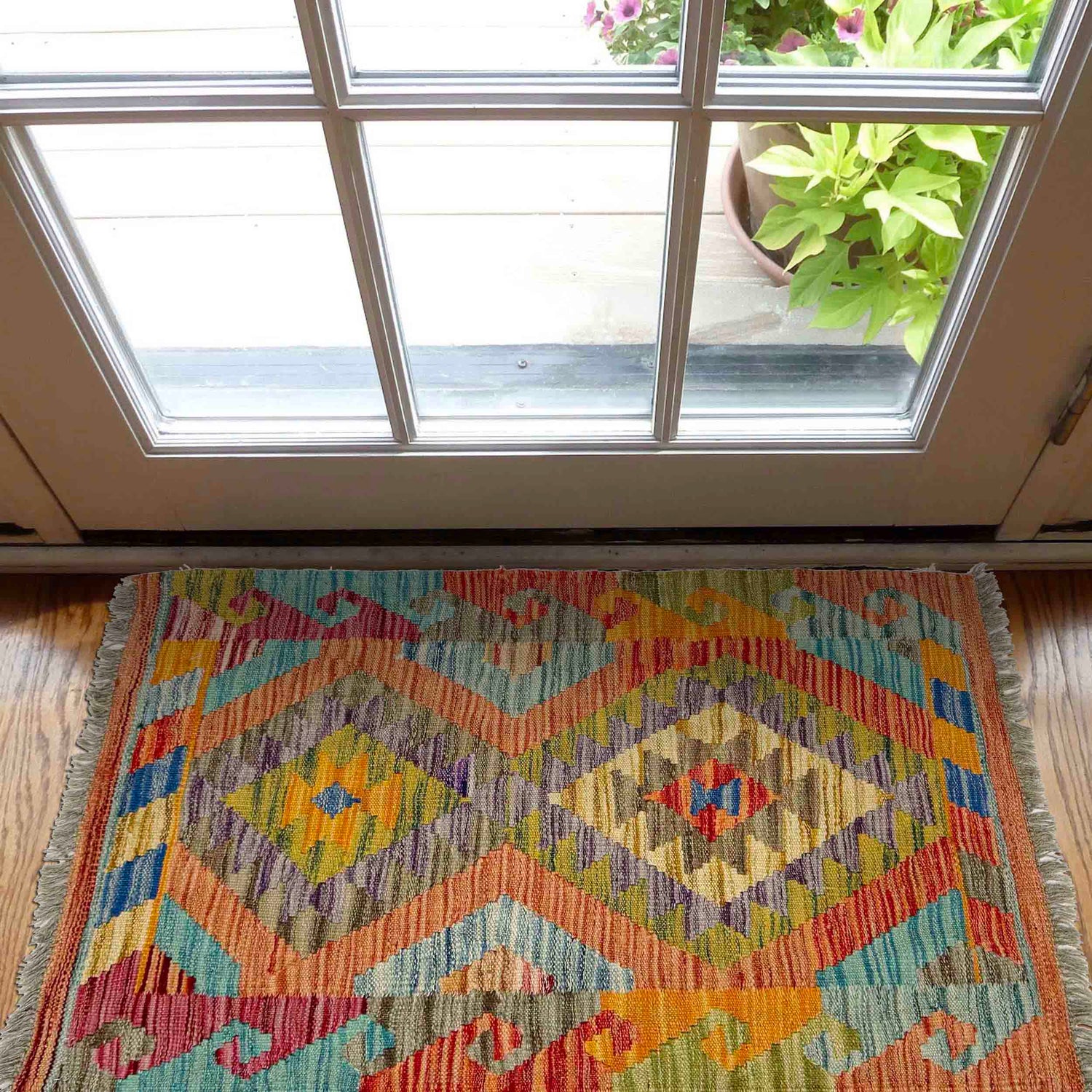 Handmade Vegetable Kelim 2' 2" x 3' 4" ft / 65 x 102 cm - No. Y39267