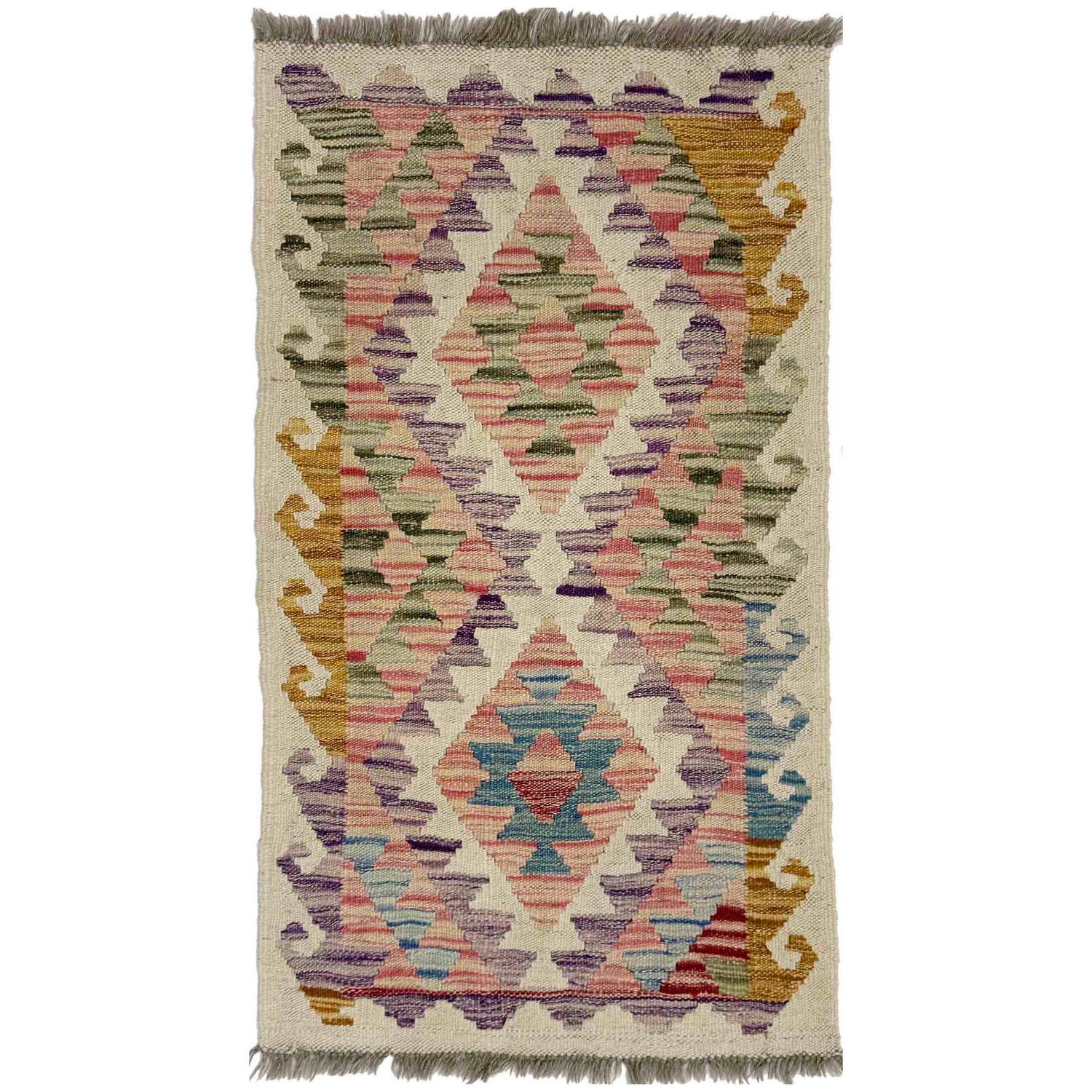 Hand Knotted Afghan Style Kilim 1' 10" x 3' 5" ft / 55 x 104 cm - No. Y39268