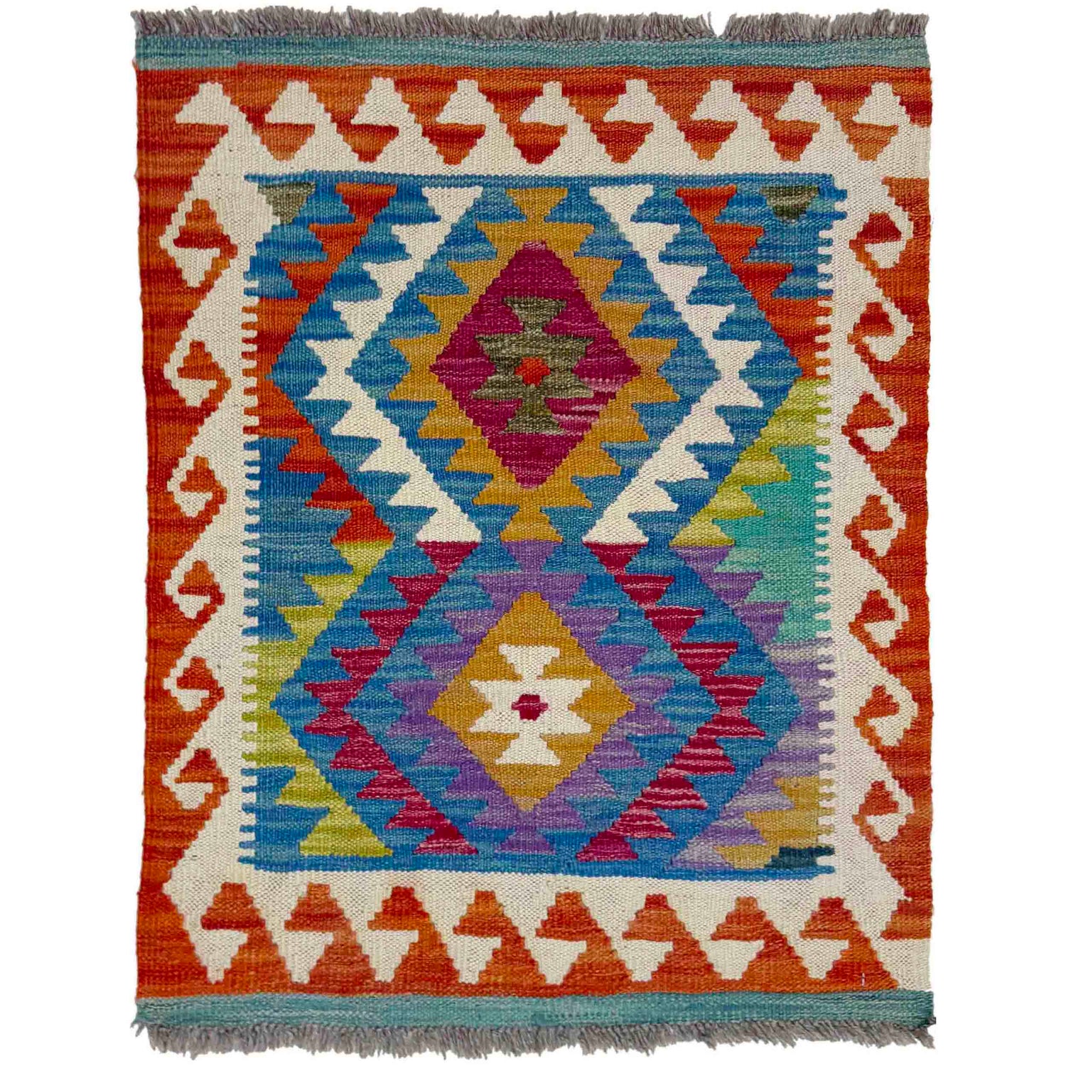 Handmade Turkish Design Wool Kilim 2' 2" x 2' 7" ft / 66 x 80 cm - No. Y39271
