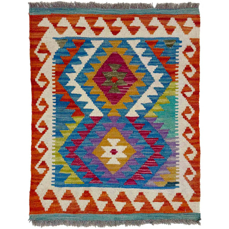 Handmade Turkish Design Wool Kilim 2' 2" x 2' 7" ft / 66 x 80 cm - No. Y39271