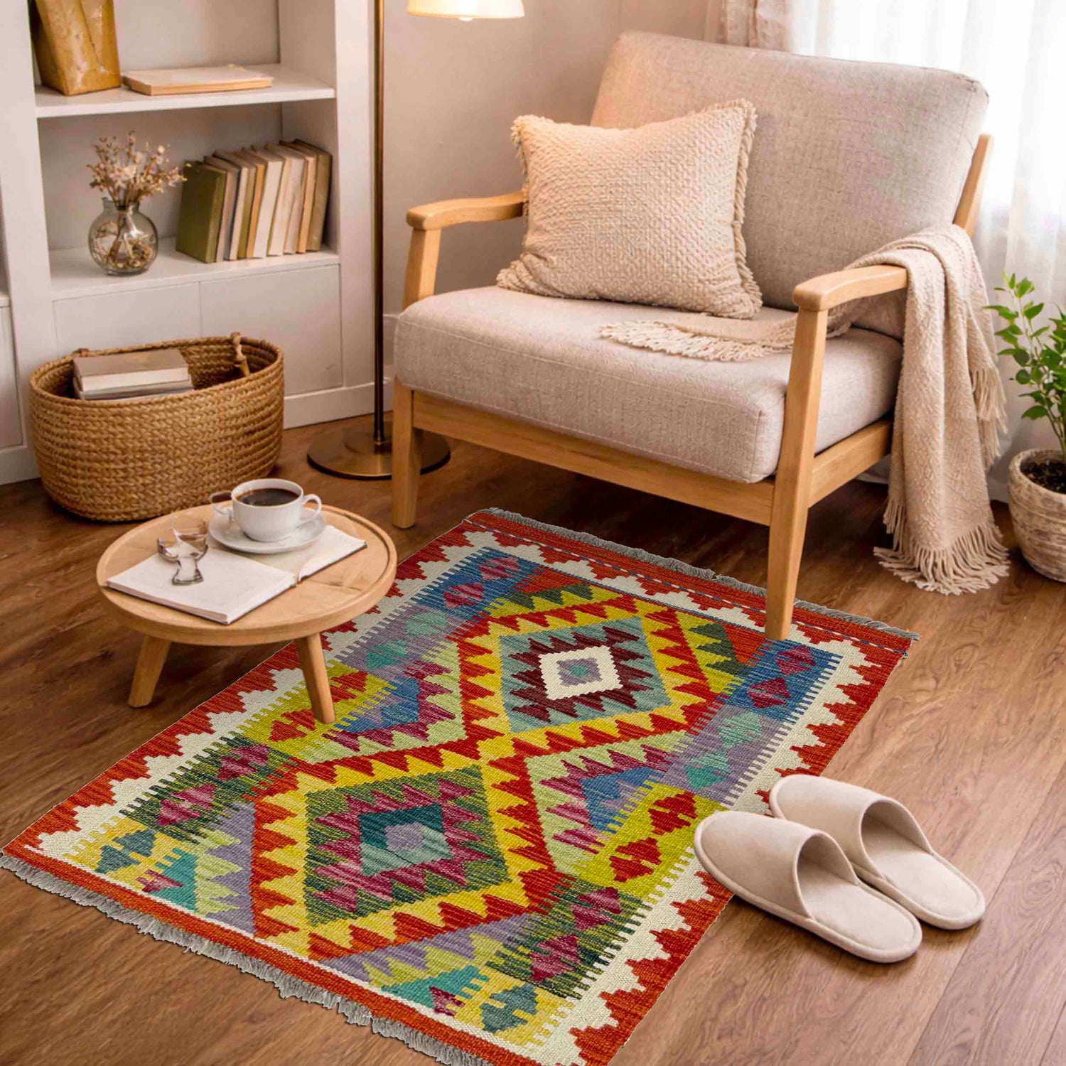 Hand Knotted Flatweave Kilim 2' 2" x 3' 0" ft / 66 x 92 cm - No. Y39273