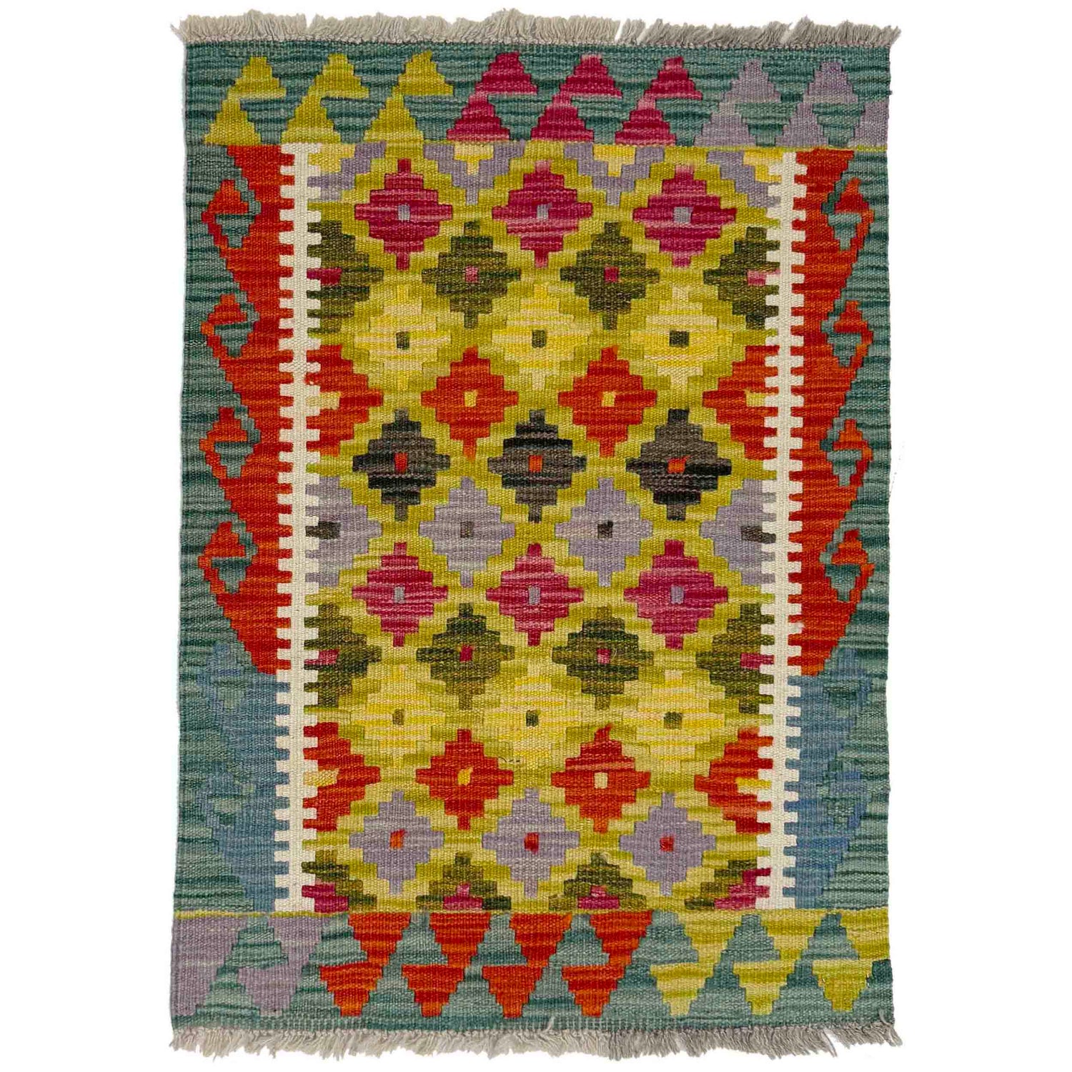 Handmade Afghan Vegetable Kilim 2' 0" x 2' 7" ft / 60 x 80 cm - No. Y39274