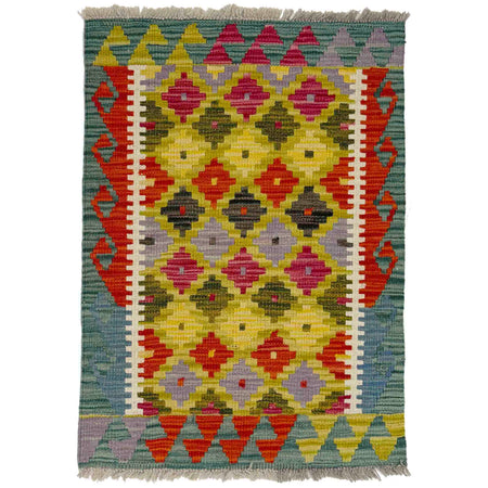 Handmade Afghan Vegetable Kilim 2' 0" x 2' 7" ft / 60 x 80 cm - No. Y39274