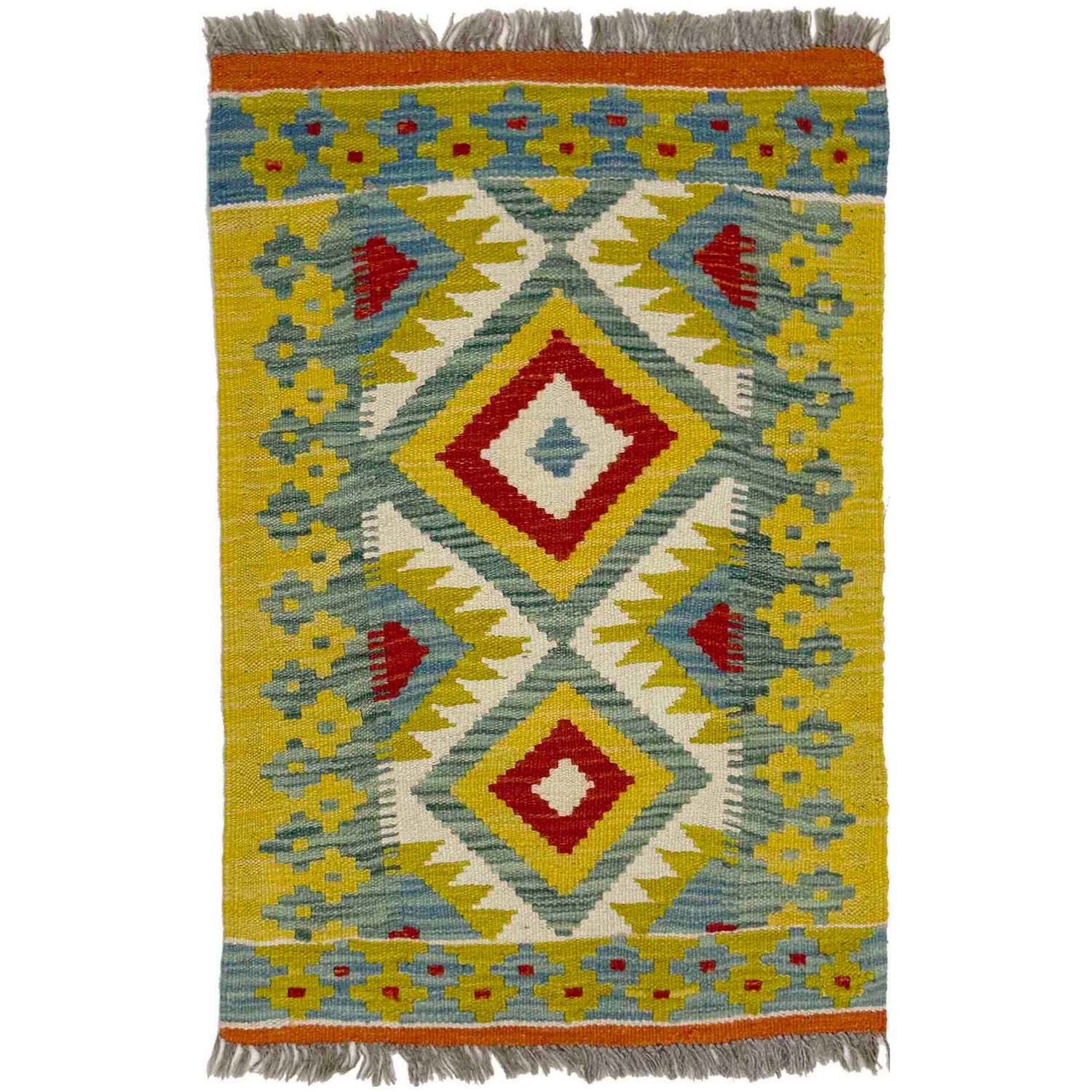 Handmade Vegetable Kilim 2' 0" x 2' 10" ft / 60 x 86 cm - No. Y39278