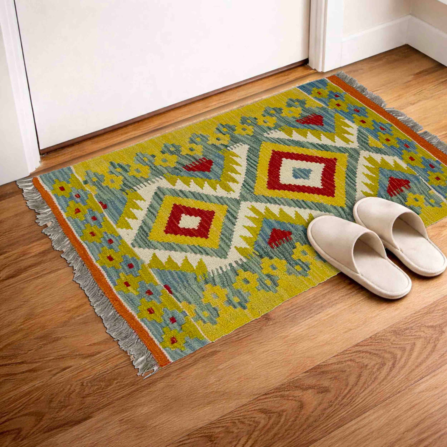 Handmade Vegetable Kilim 2' 0" x 2' 10" ft / 60 x 86 cm - No. Y39278