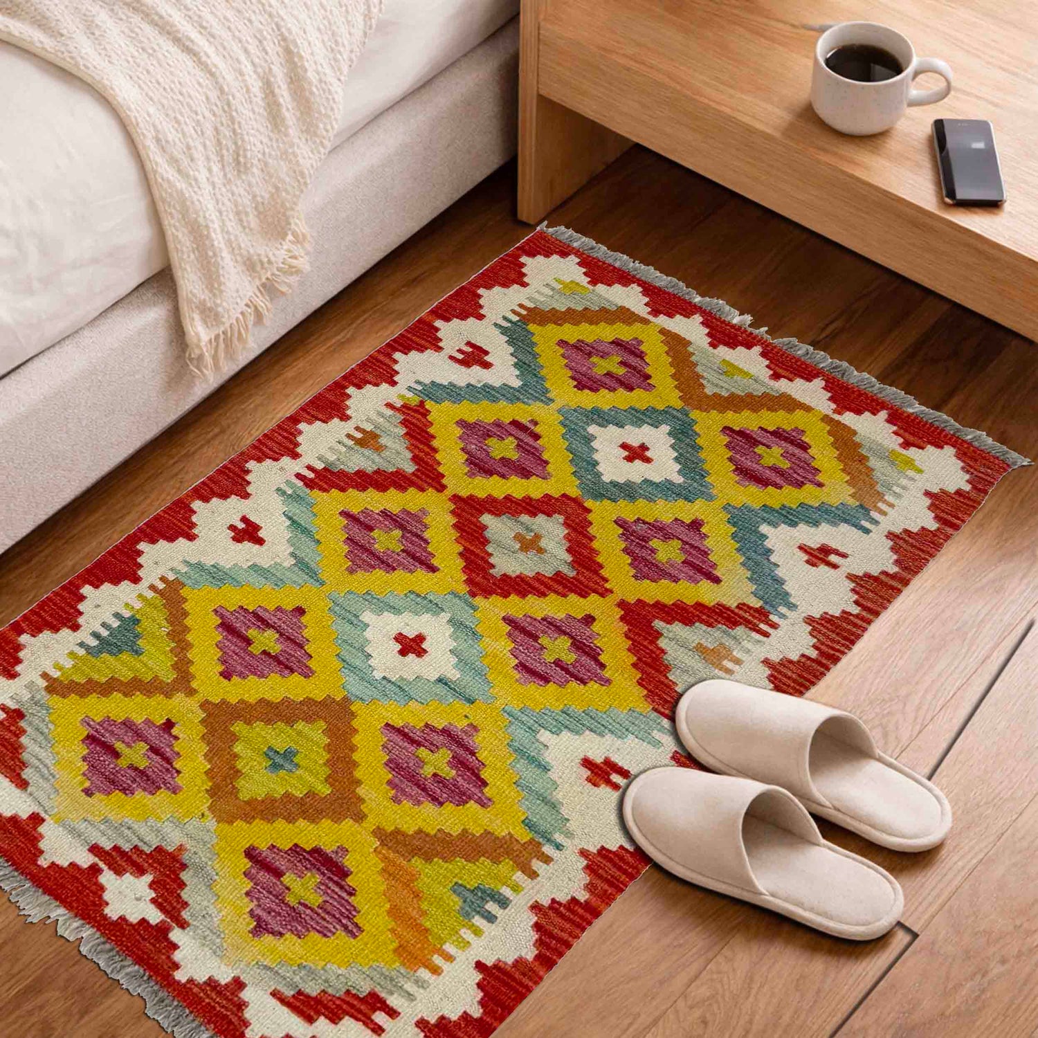Handmade Vegetable Kelim 2' 0" x 3' 5" ft / 60 x 103 cm - No. Y39280