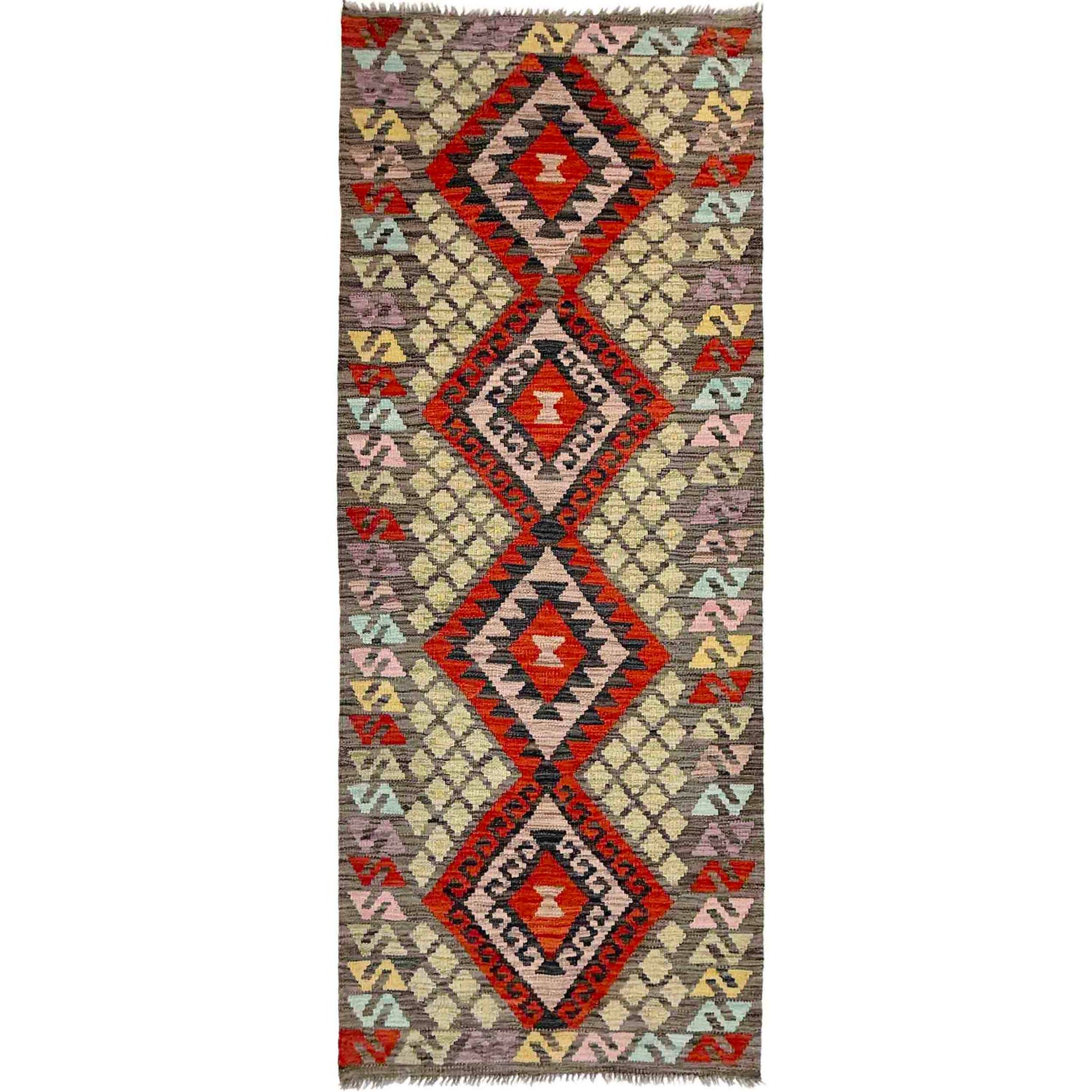 Handmade Afghan Vegetable Kilim Runner 2' 8" x 6' 9" ft / 81 x 205 cm - No. Y39283