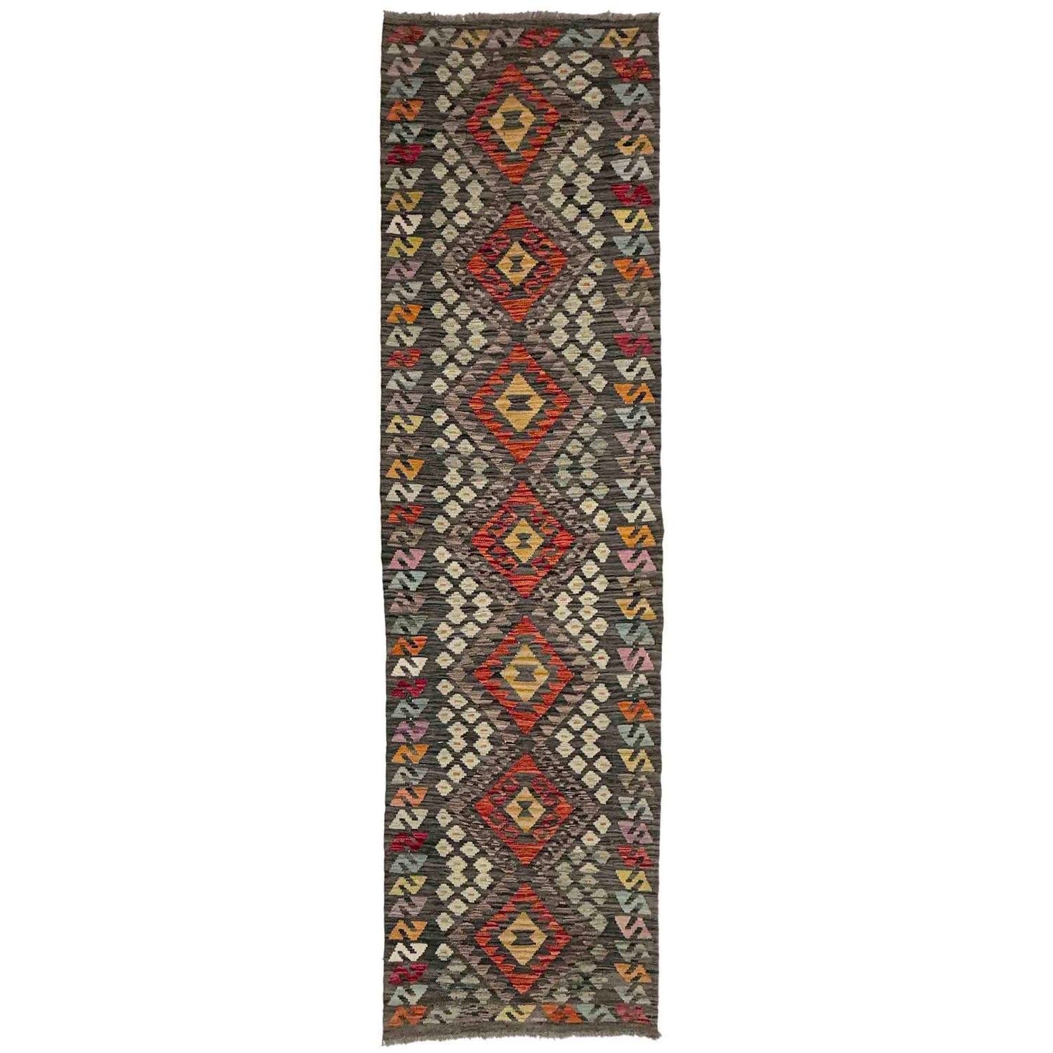 Hand Knotted Flatweave Kilim Runner 2' 7" x 9' 9" ft / 79 x 297 cm - No. Y39285