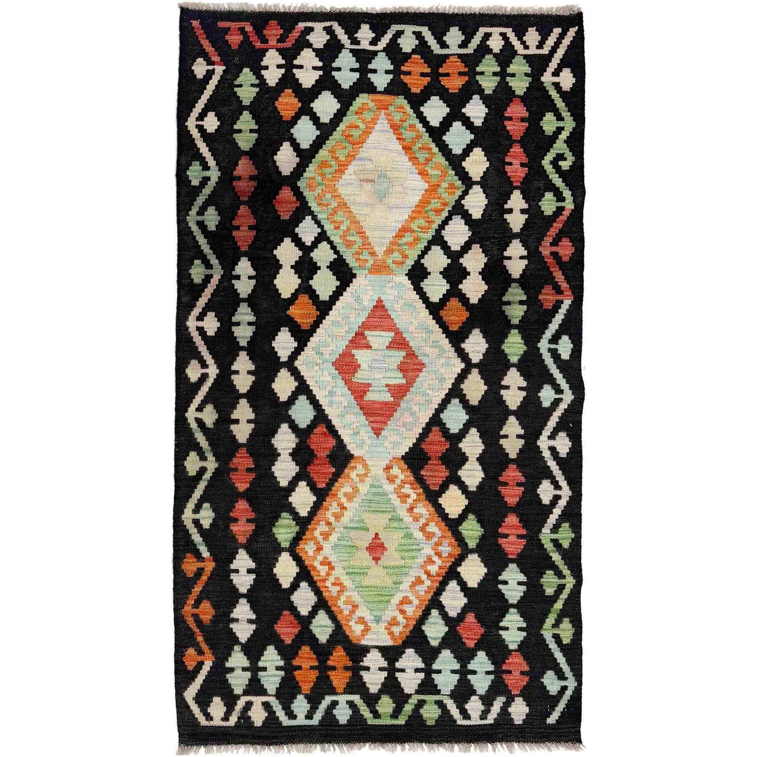 Handmade Afghan Vegetable Kilim 2' 9" x 5' 0" ft / 84 x 152 cm - No. Y39286