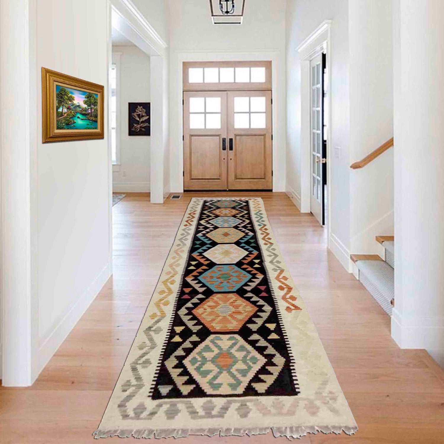 Handmade Vegetable Kilim Runner 2' 7" x 9' 10" ft / 78 x 300 cm - No. Y39289