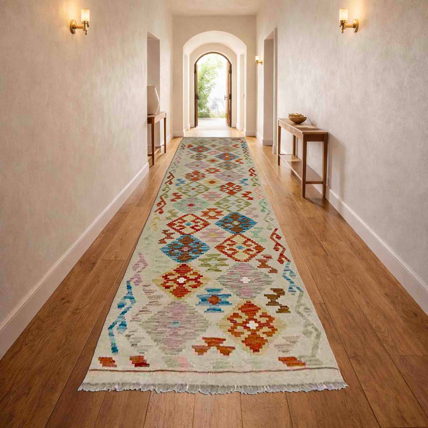 Handmade Vegetable Kelim Runner 2' 8" x 9' 6" ft / 81 x 290 cm - No. Y39291