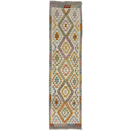 Hand Knotted Afghan Style Kilim Runner 2' 8" x 9' 10" ft / 80 x 300 cm - No. Y39292
