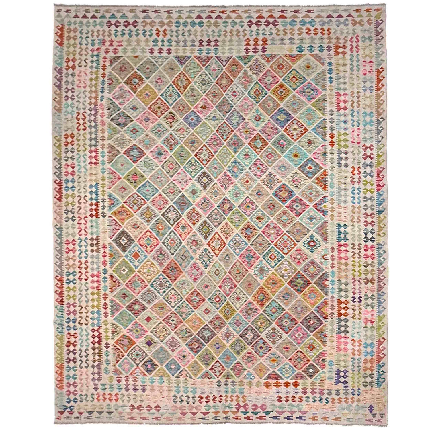 Hand Knotted Afghan Style Kilim 10' 7" x 13' 0" ft / 323 x 395 cm - No. Y39299