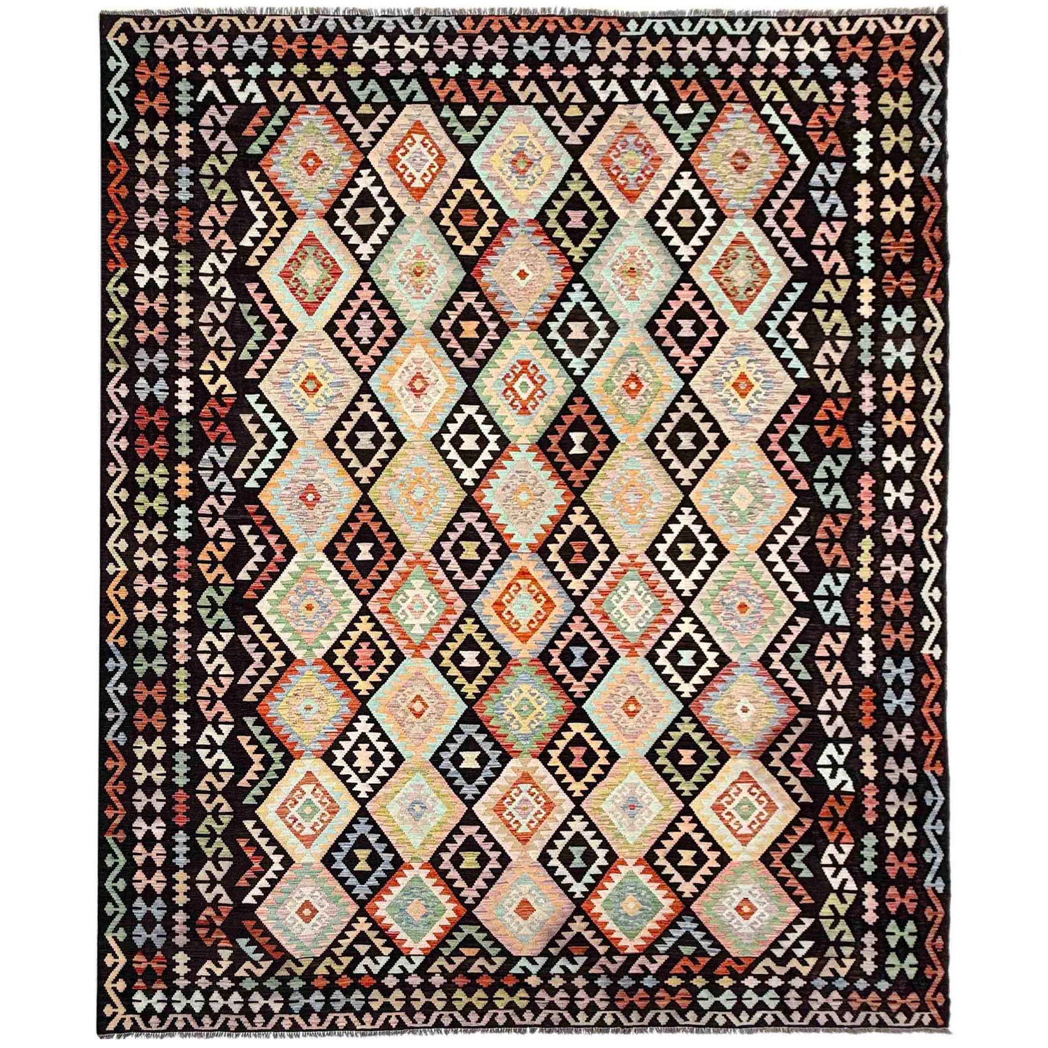 Hand Woven Wool Kelim 10' 0" x 12' 10" ft / 305 x 392 cm - No. Y39300