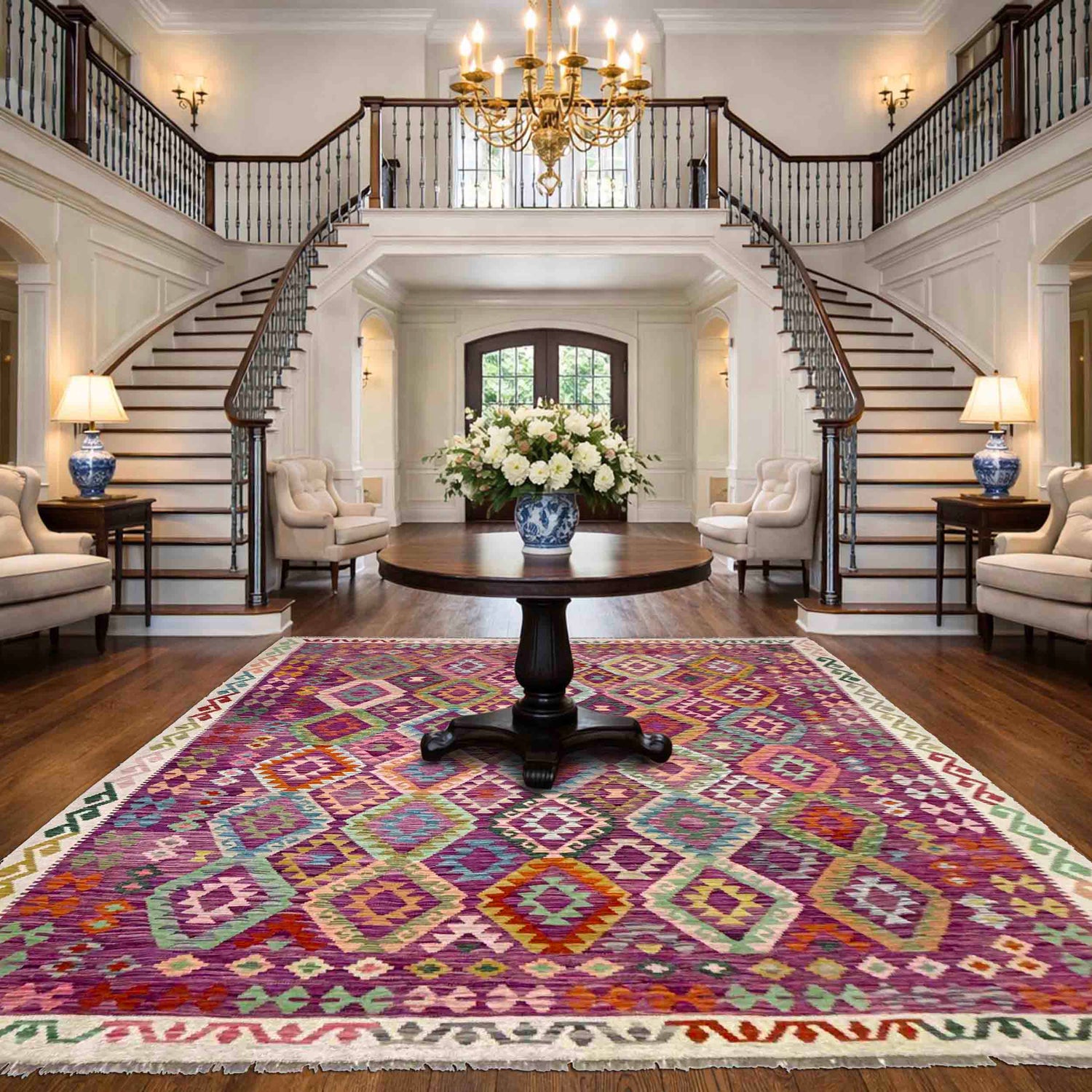 Large Size Chobi Kilim 8' 9" x 10' 2" ft / 267 x 309 cm - No. Y39302
