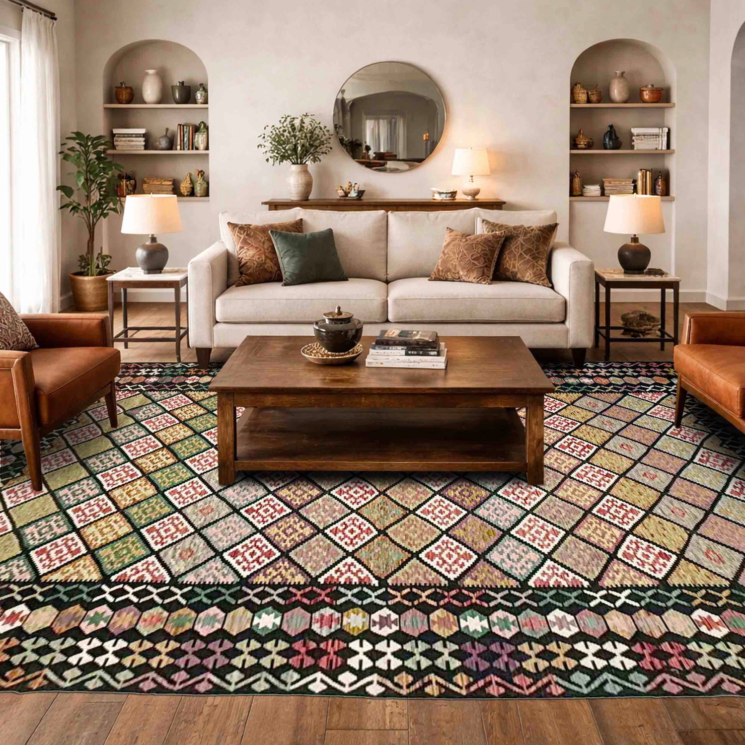 Multi Color ful Flat-Weave Wool Kilim 9' 9" x 16' 2" ft / 298 x 493 cm - No. Y39303