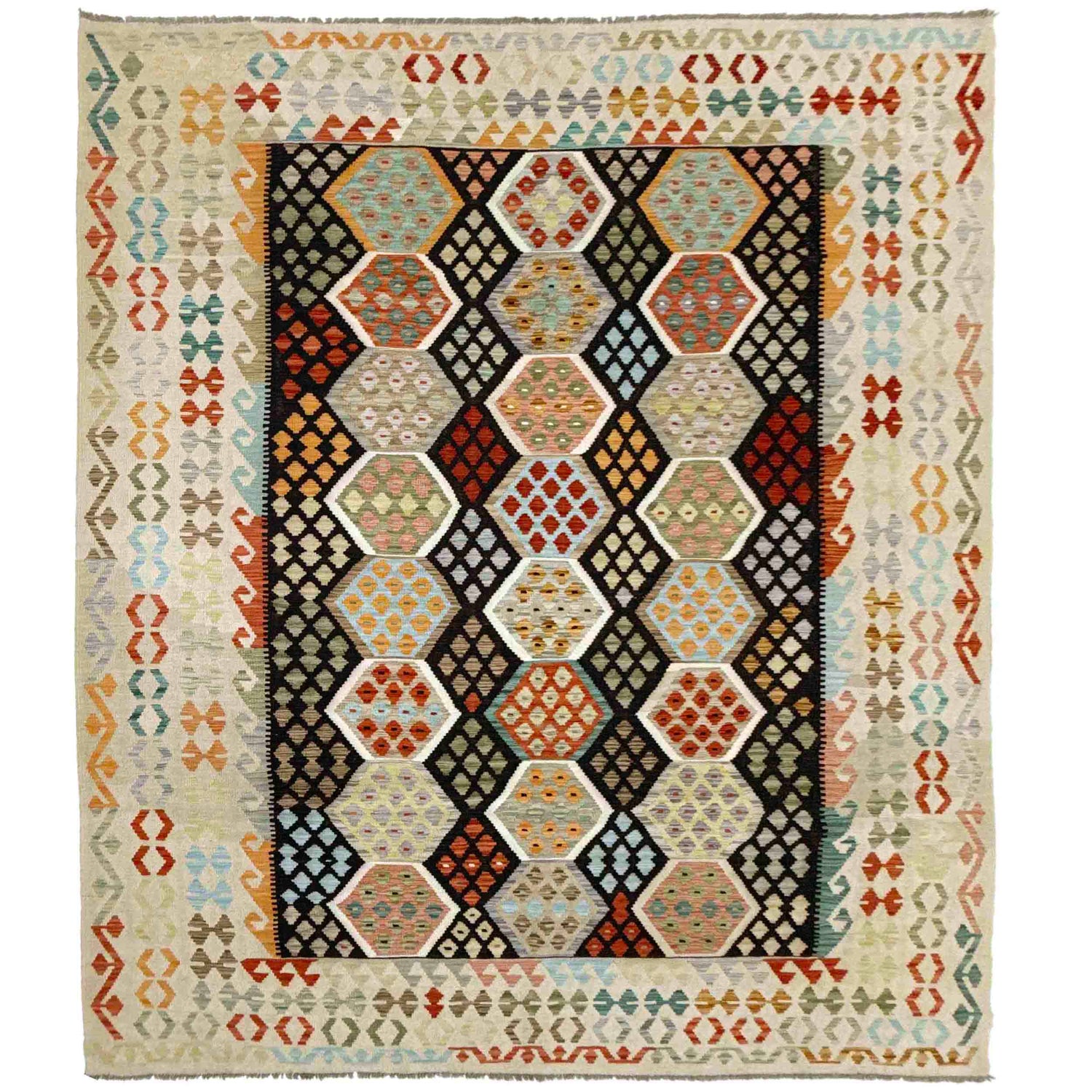 Handmade Turkish Design Wool Kilim 8' 1" x 11' 7" ft / 247 x 352 cm - No. Y39304