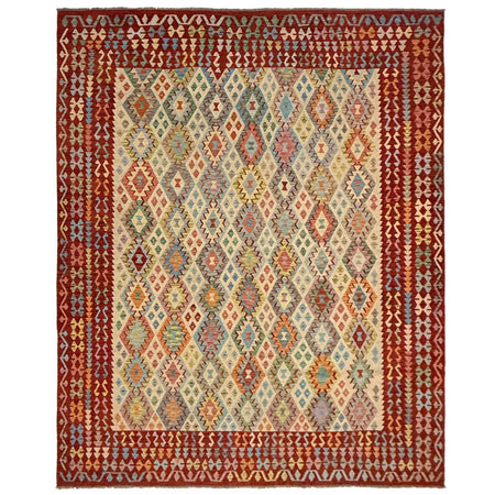 Multi Color ful Flat-Weave Wool Kilim 10' 4" x 12' 7" ft / 315 x 383 cm - No. Y39306