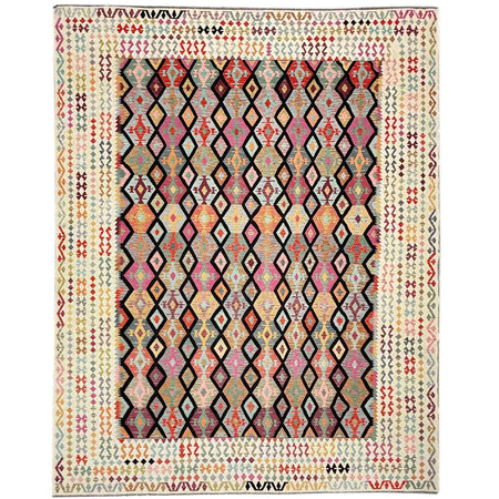 Hand Knotted Afghan Style Kilim 13' 3" x 18' 10" ft / 403 x 575 cm - No. Y39309