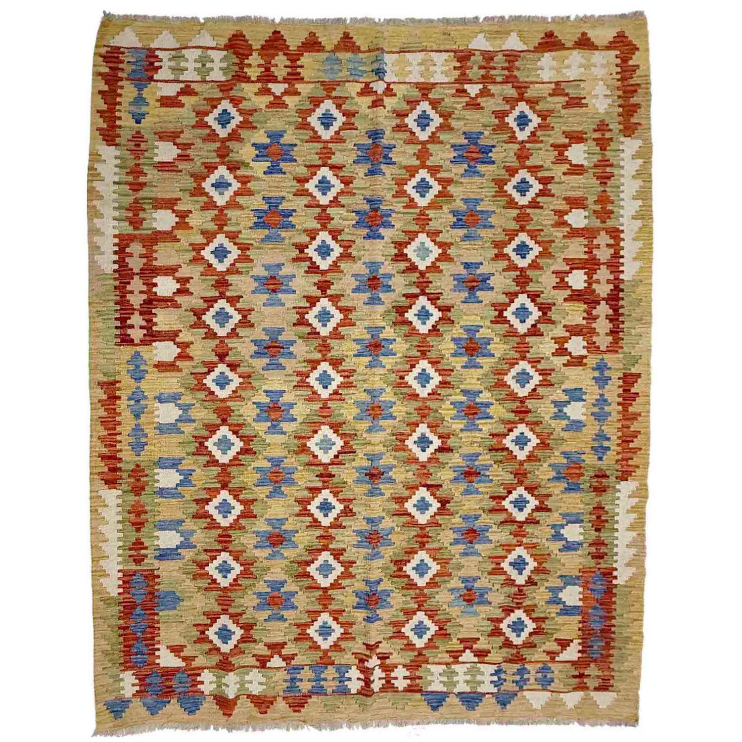 Handmade Turkish Design Wool Kilim 6' 0" x 8' 0" ft / 182 x 245 cm - No. Y39311