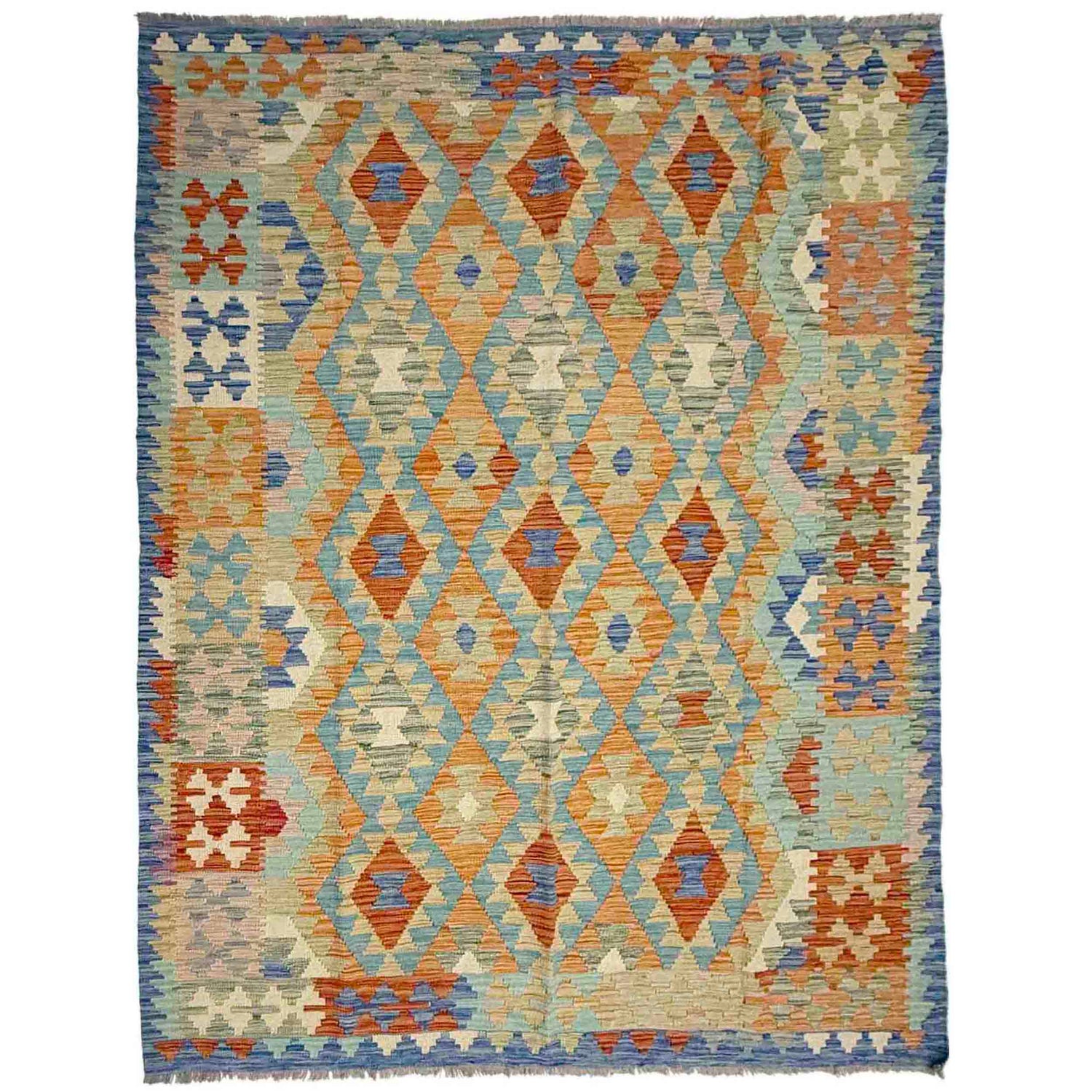 Hand Made Afghan Kilim 5' 10" x 8' 2" ft / 178 x 248 cm - No. Y39316