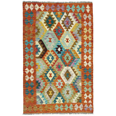 Handmade Afghan Vegetable Kilim 3' 11" x 6' 3" ft / 120 x 190 cm - No. Y39320