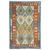 Multi Color ful Flat-Weave Wool Kilim 3' 11" x 6' 0" ft / 120 x 183 cm - No. Y39322