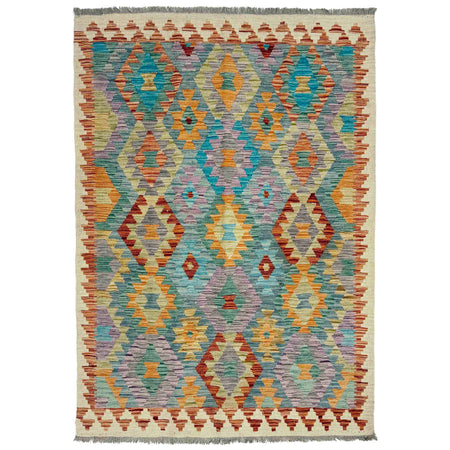 Handmade Vegetable Kilim 4' 0" x 5' 11" ft / 122 x 180 cm - No. Y39323