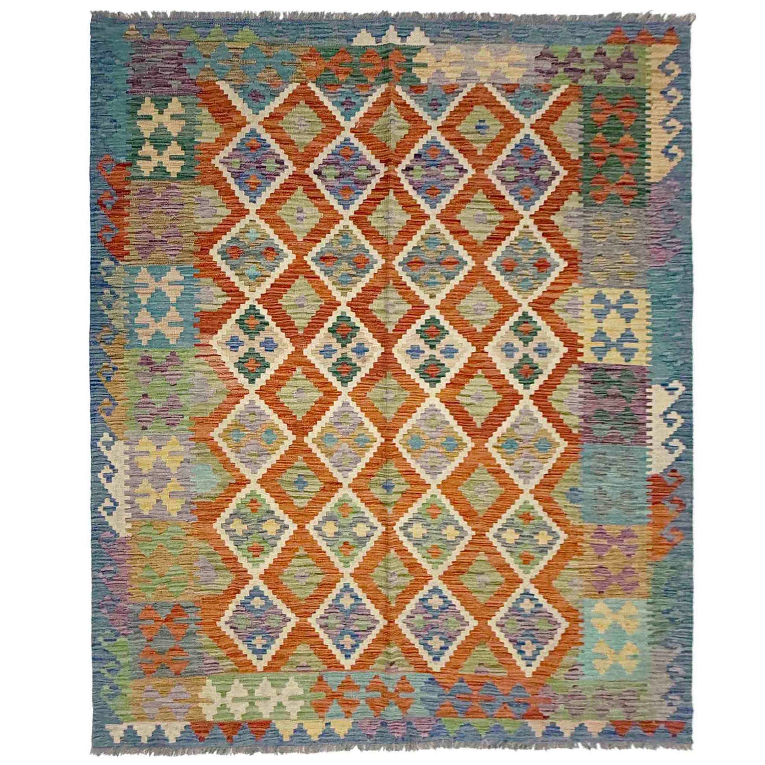 Hand Knotted Afghan Style Kilim 5' 10" x 7' 7" ft / 179 x 231 cm - No. Y39327