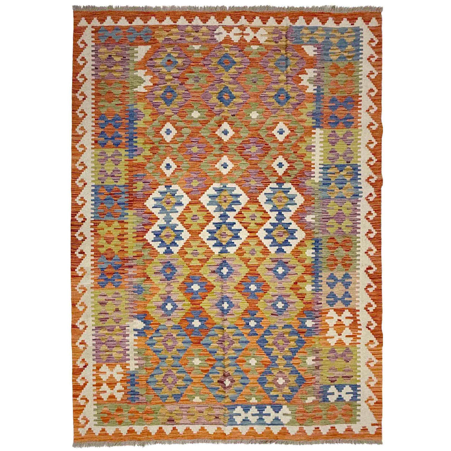 Handmade Turkish Design Wool Kilim 5' 8" x 7' 9" ft / 173 x 236 cm - No. Y39329