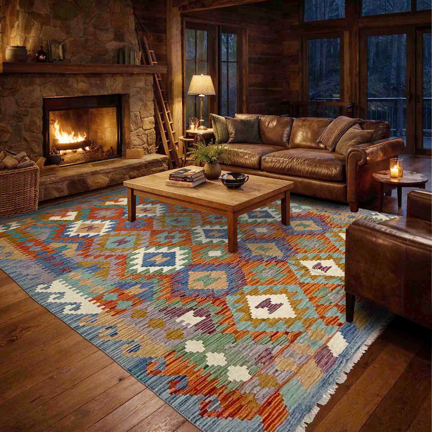 Medium Size Chobi Kilim 5' 8" x 8' 0" ft / 173 x 243 cm - No. Y39330