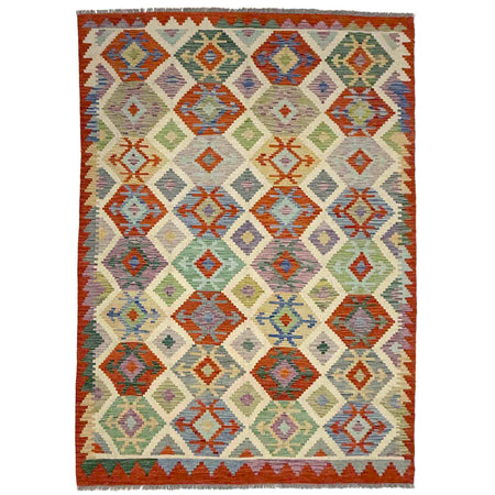 Handmade Afghan Vegetable Kilim 5' 9" x 8' 1" ft / 176 x 247 cm - No. Y39332