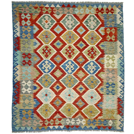 Handmade Vegetable Kelim 6' 1" x 7' 9" ft / 185 x 235 cm - No. Y39334