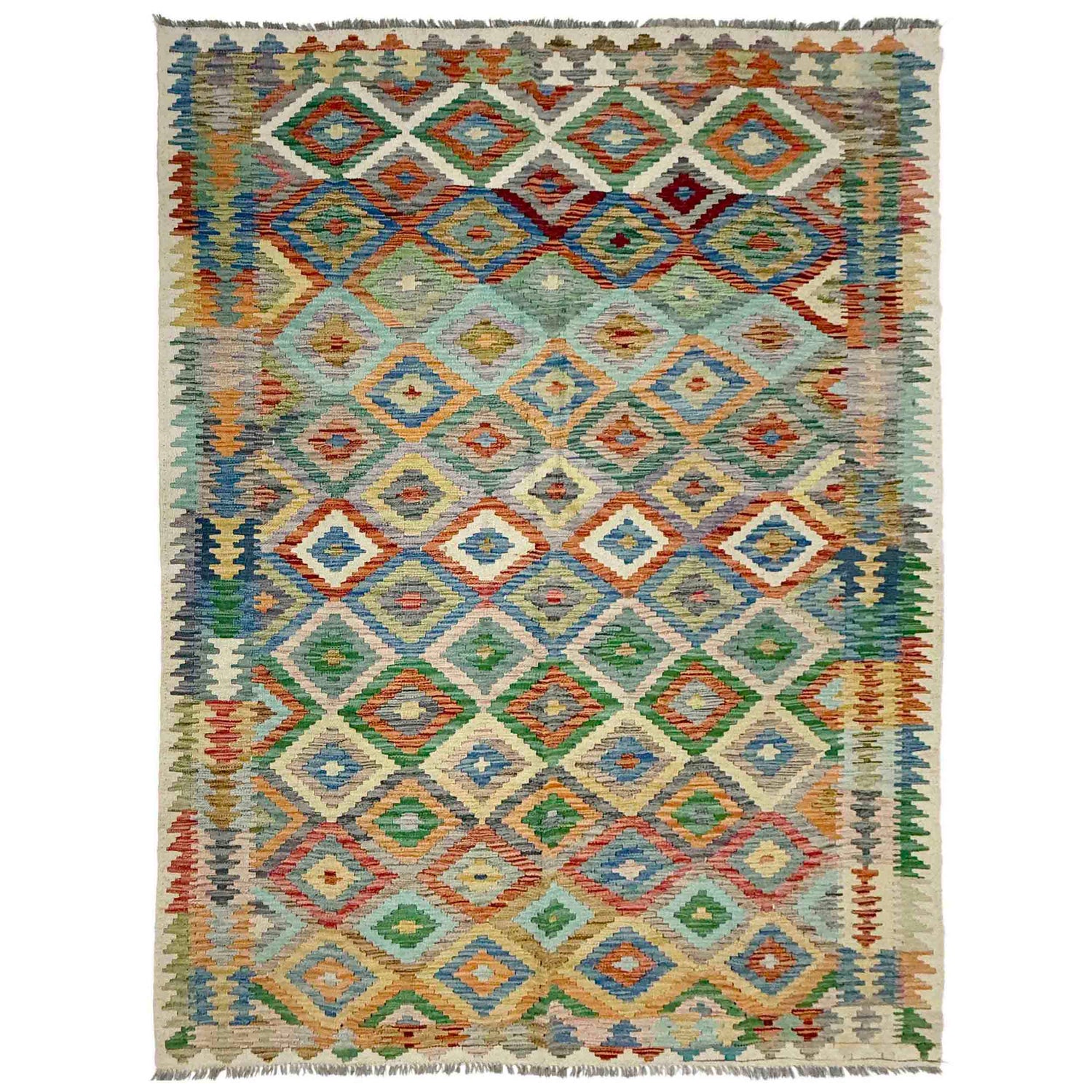 Hand Made Afghan Kilim 6' 1" x 8' 4" ft / 185 x 255 cm - No. Y39335
