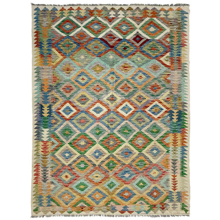 Hand Made Afghan Kilim 6' 1" x 8' 4" ft / 185 x 255 cm - No. Y39335