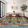 Multi Color ful Flat-Weave Wool Kilim 5' 10" x 7' 6" ft / 178 x 229 cm - No. Y39336